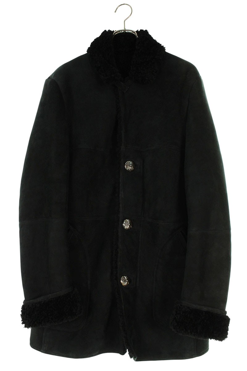 Cross Ball Button Shearling Coat