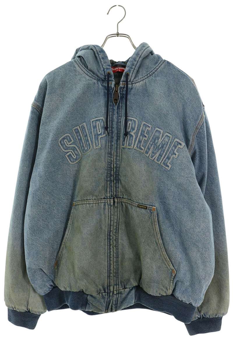 SUPREME 汚れ加工アーチロゴデニムブルゾン