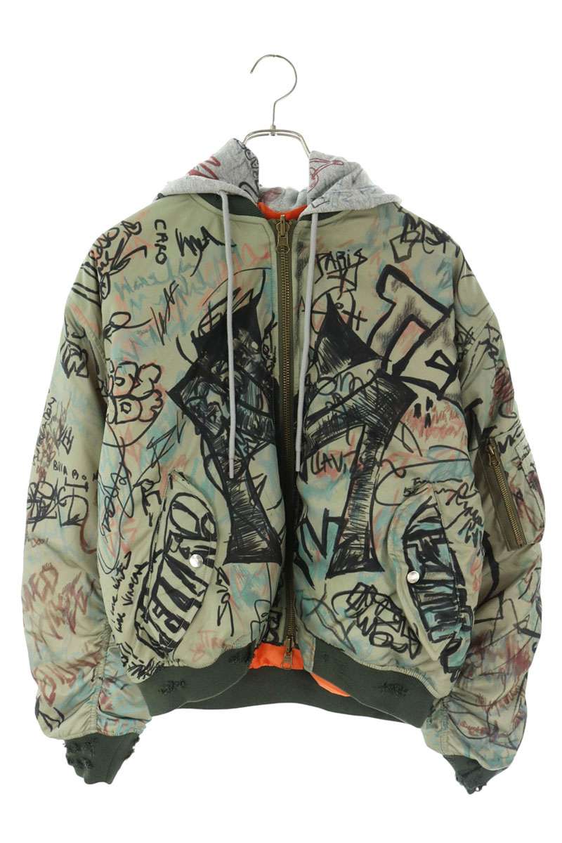 GraphicフーテッドBomber Blouson