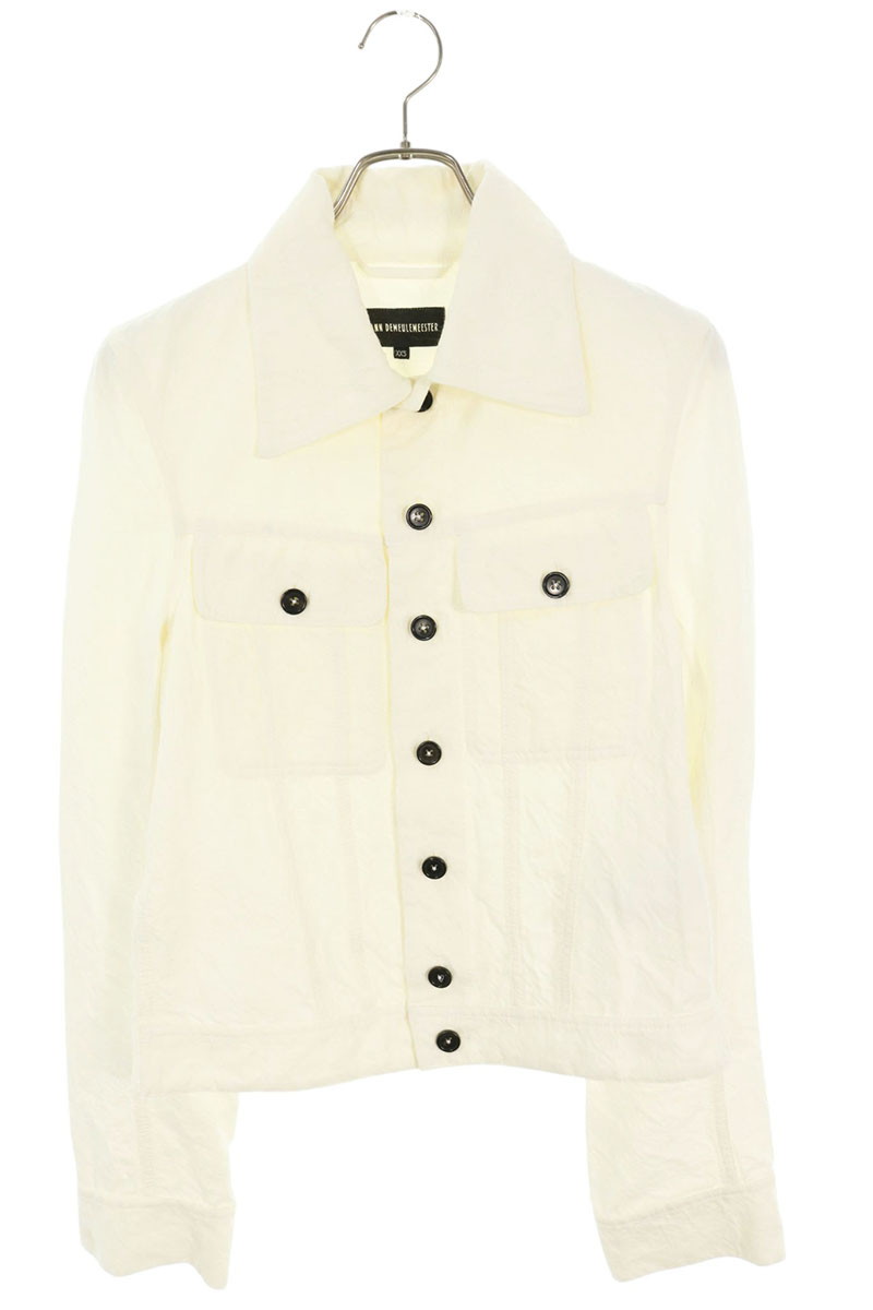ANN DEMEULEMEESTER コットンリネントラッカージャケットブルゾン