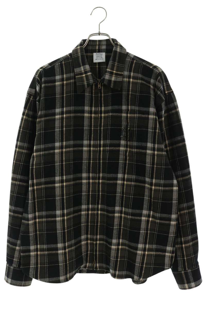ZIP-UP BIKER CROSS LOGO FLANNEL SHIRT
