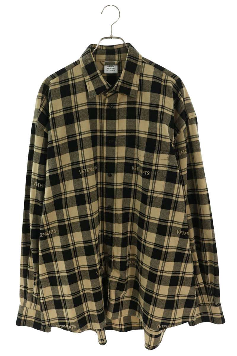 VETEMENTS ロゴ刺繍チェック長袖シャツ