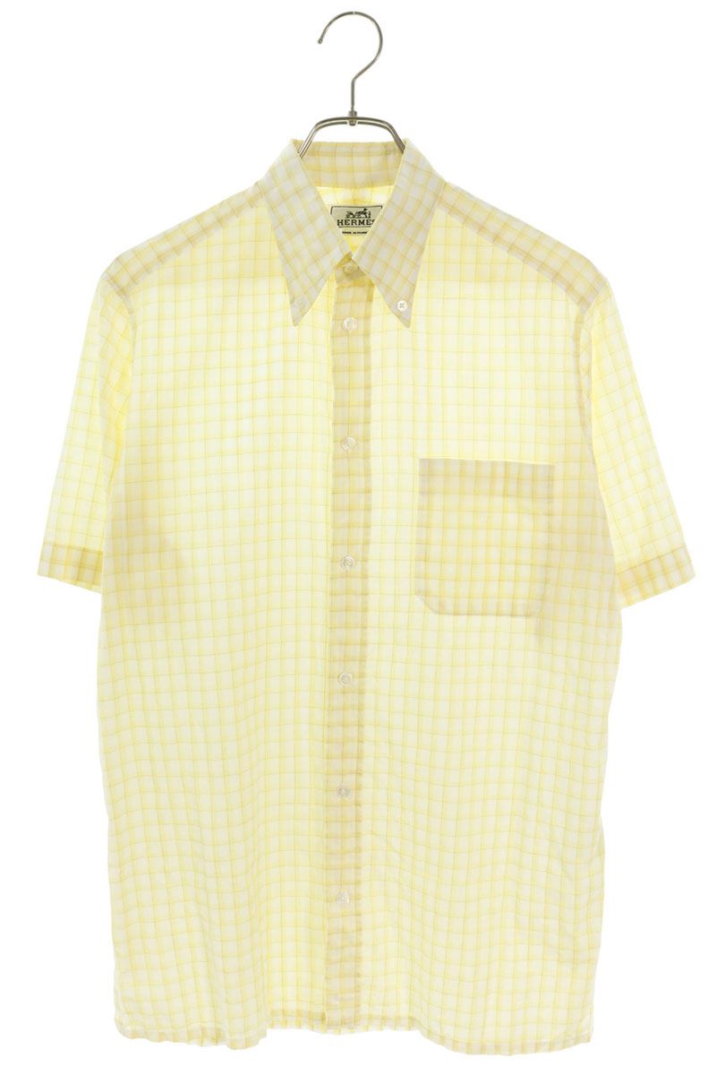 Button-Down Check Cotton Short-sleeve Shirt