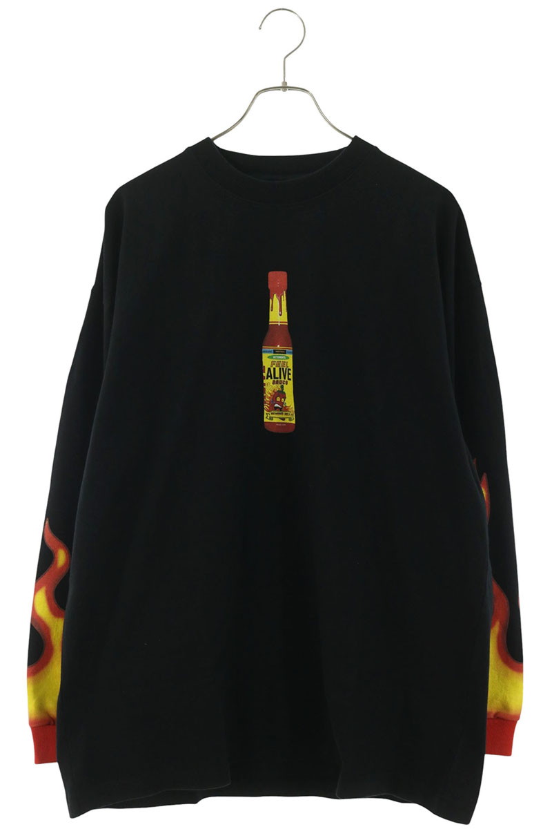 VETEMENTS ファイヤーパターンレッドホットソース長袖カットソー