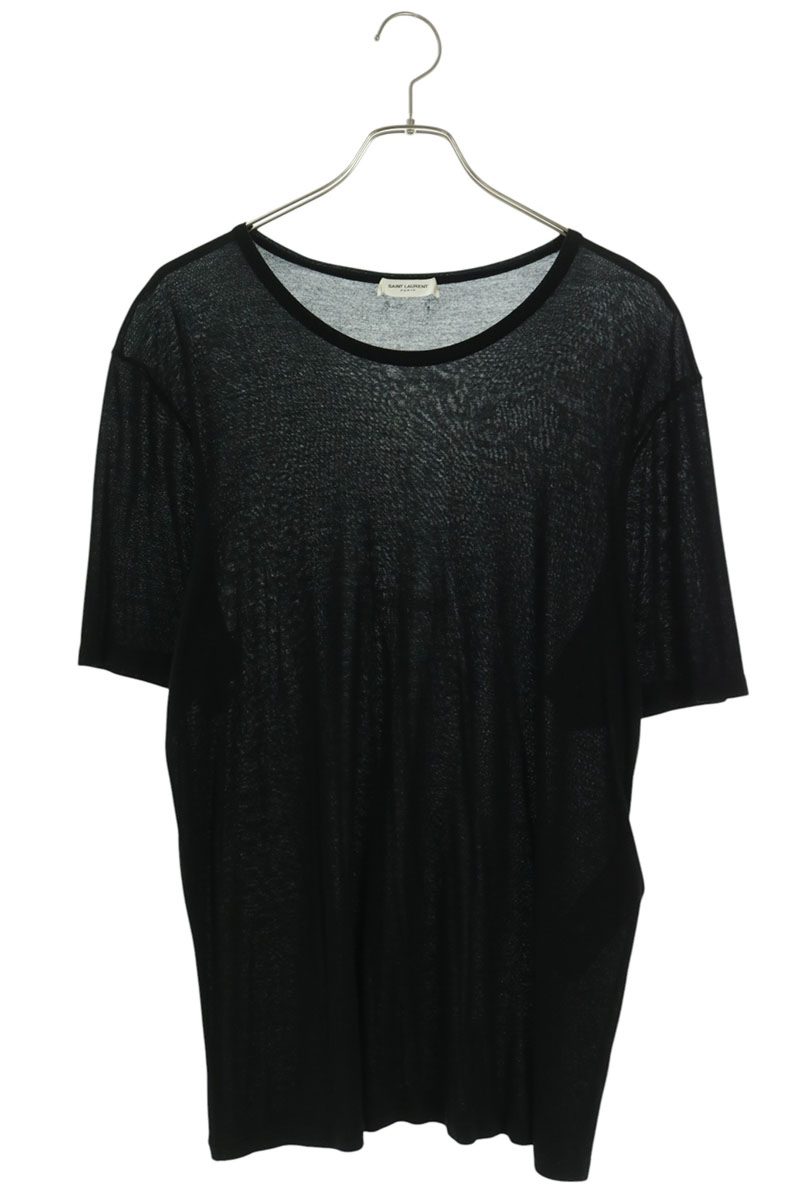 SAINT LAURENT PARIS ロゴ刺繍 レーヨンTシャツ