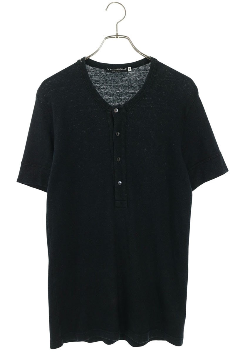 フェードBlack Henley Neck T-Shirt