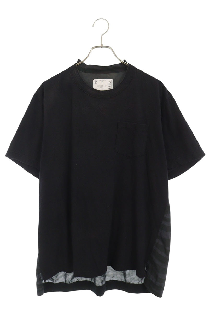 Sacai ゼブラ柄切替ポケットTシャツ