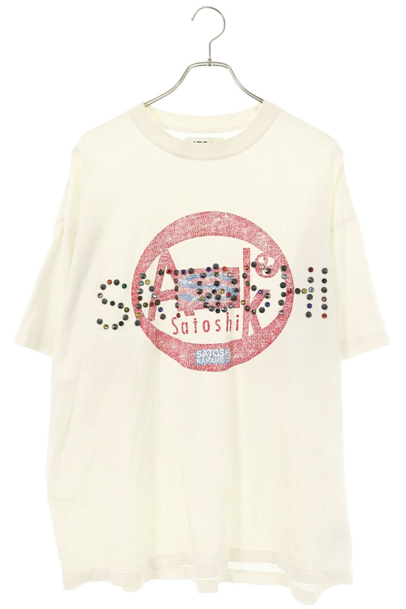 SATOSHI NAKAMOTO スタッズ付きプリントTシャツ