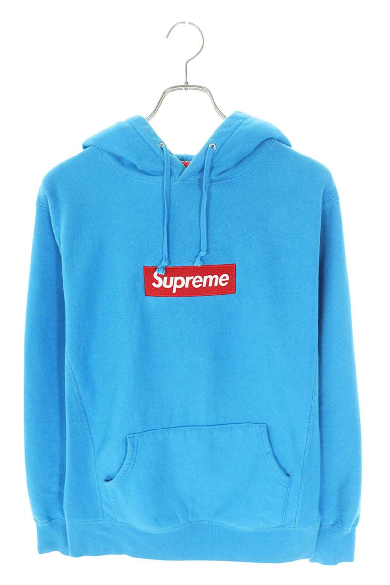 SUPREME ボックスロゴプルオーバーターコイズティールパーカー
