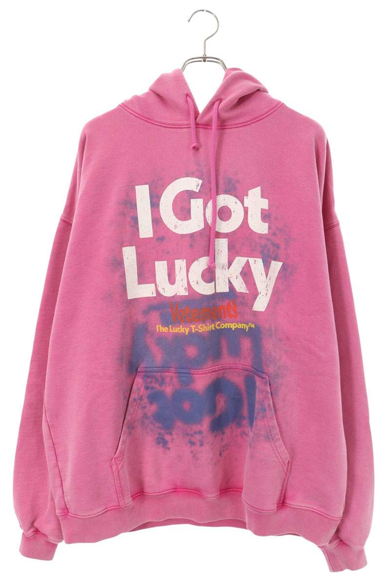 VETEMENTS ロゴプリントダメージ加工パーカー