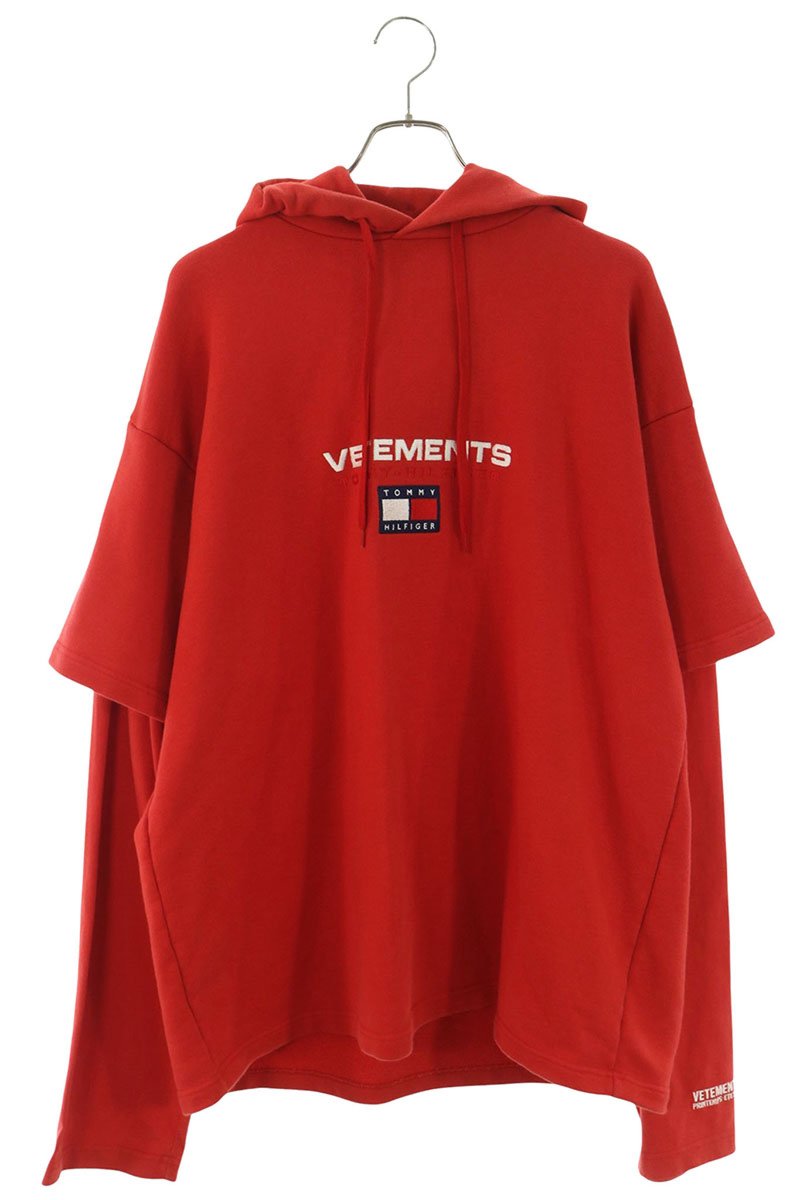 VETEMENTS ダブルスリーブレイヤードプルオーバーパーカー