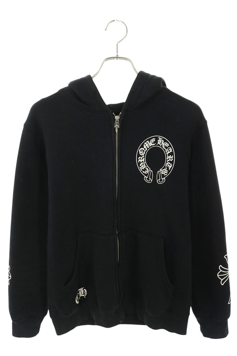 Chrome Hearts 袖Chクロスバックスクロールラベルプリントパーカー