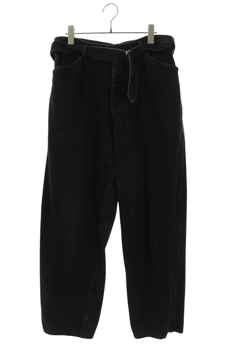COMOLI ベルテッドテーパードデニムパンツ