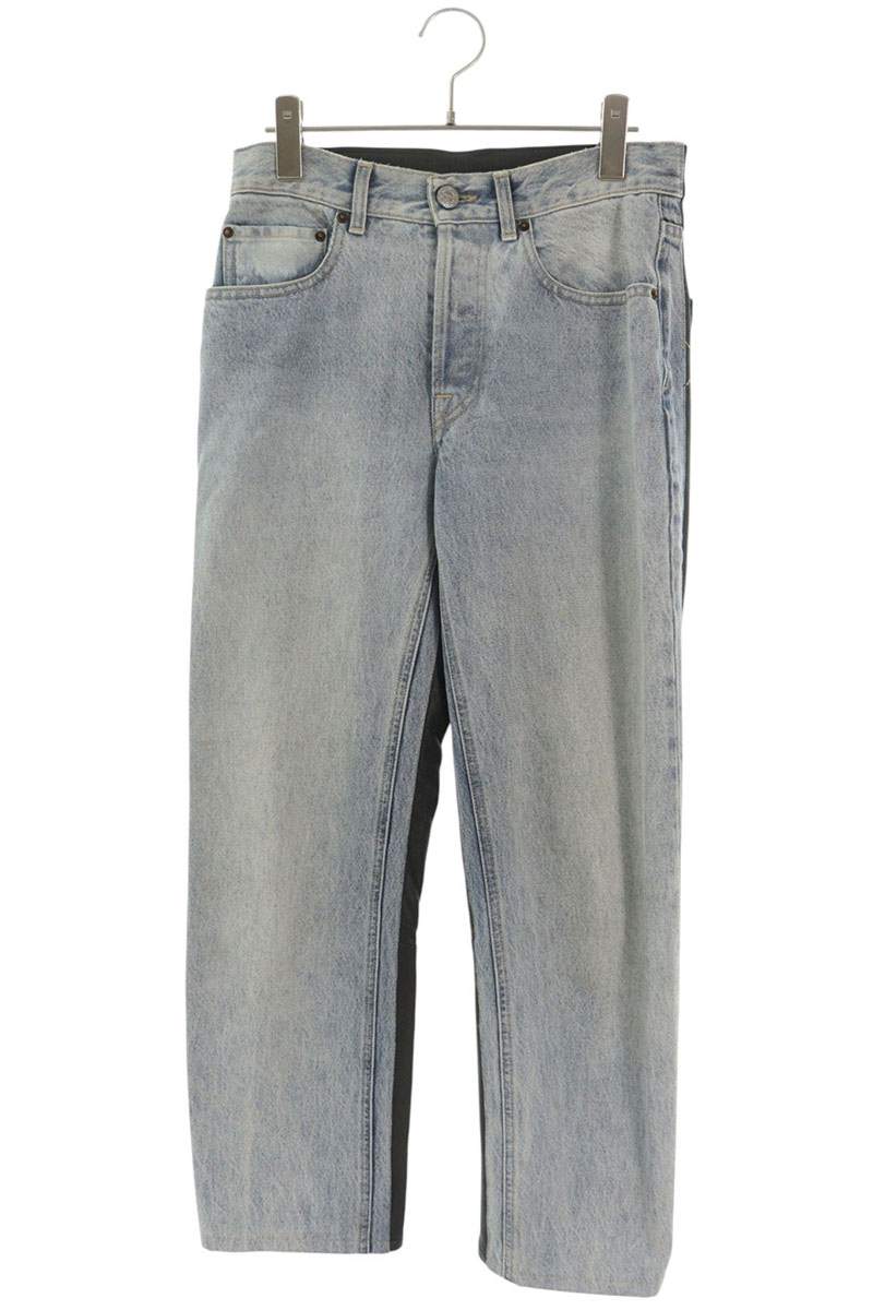 VETEMENTS レザー切替再構築デニムパンツ