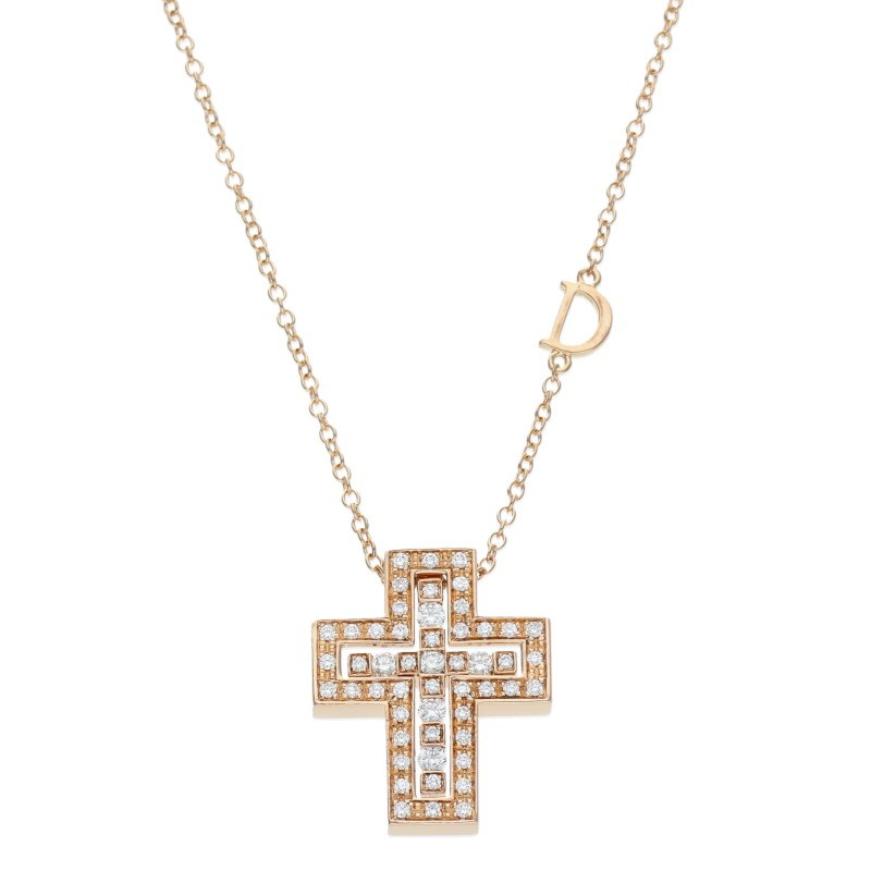 DAMIANI K18PGダイヤモンドクロスネックレス