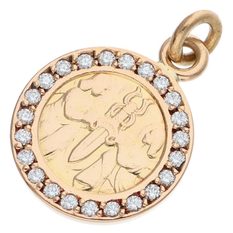 22K CHRM ANGL MDL P/D / Angel Medal Charm