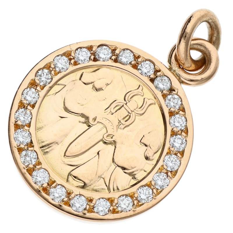 22K CHRM ANGL MDL P/D / Angel Medal Charm