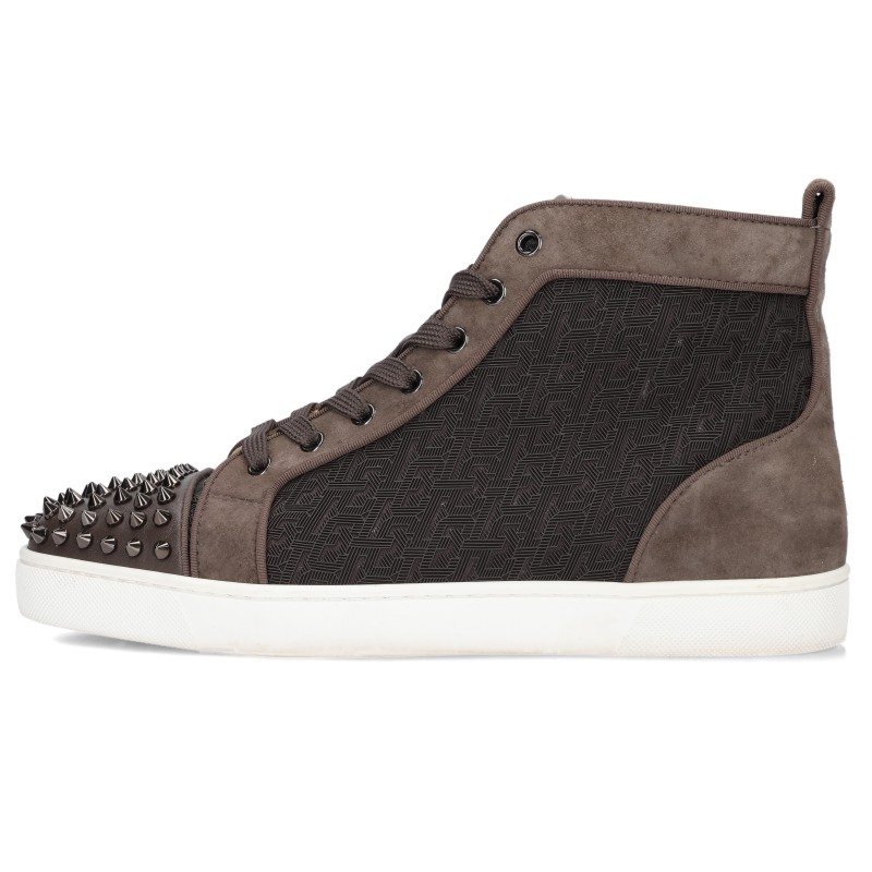 CL Pattern Rubber Paneled Spike Studs High-cut Sneakers