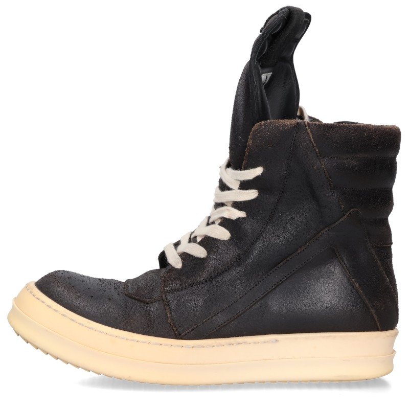 Rick Owens ジオバスケットヌバックレザーハイカットスニーカー