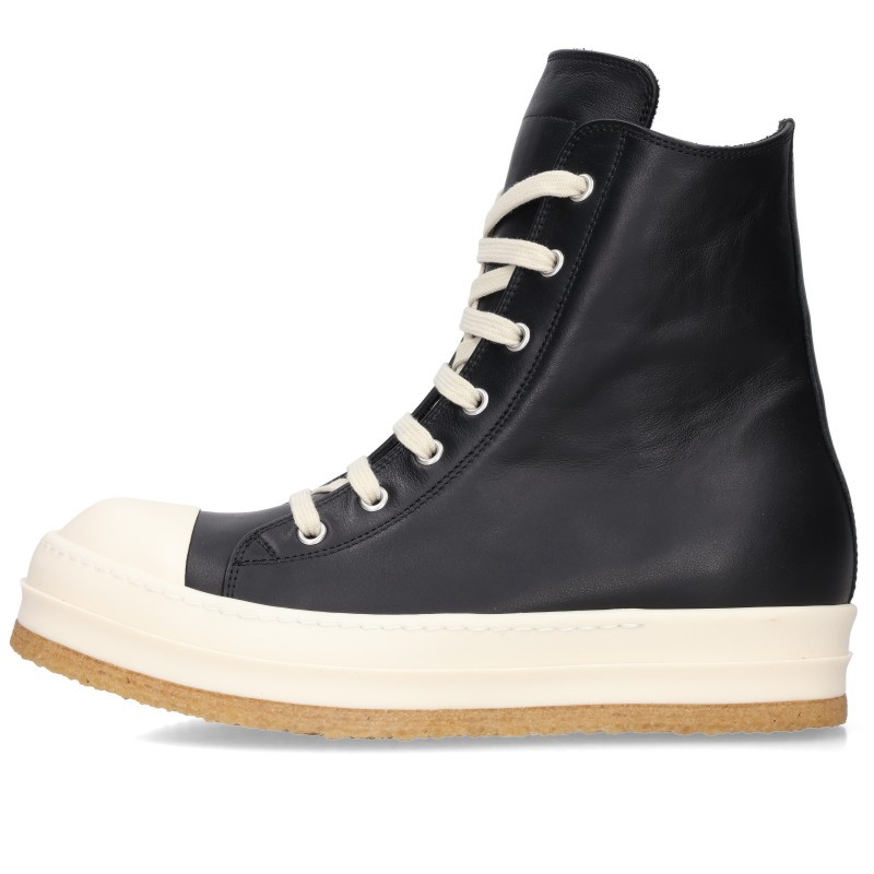Rick Owens クレープソールラモーンズレザーハイカットスニーカー
