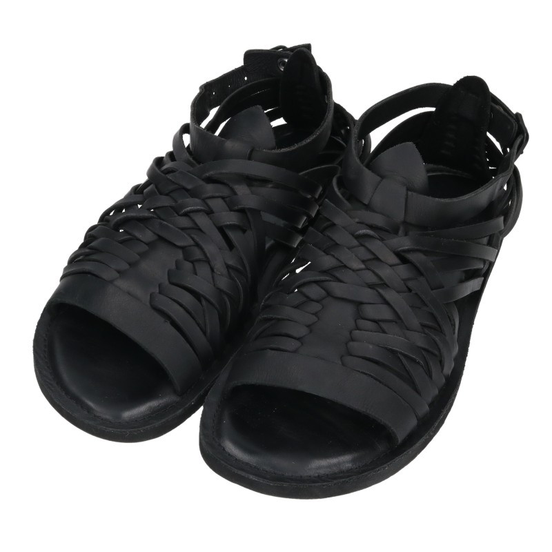 Yohji Yamamoto POUR HOMME オイルドレザーメッシュストラップサンダル