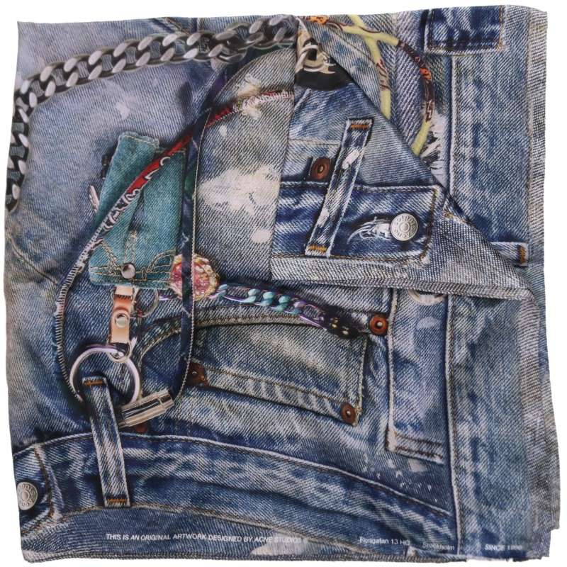 Denim Transfer Print Silk Scarf