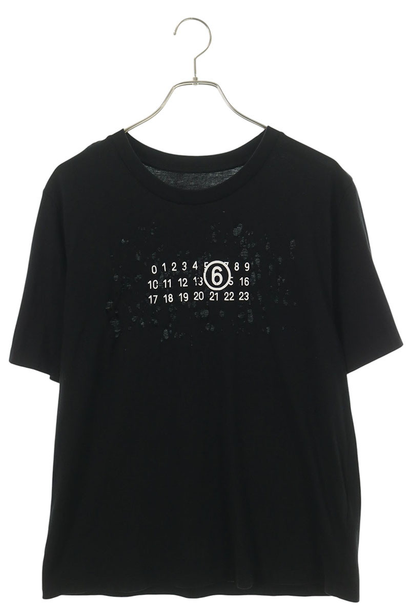 MM6 ダメージ加工ロゴTシャツ
