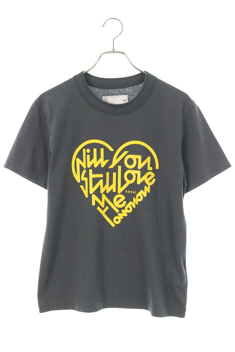 Sacai ハートモチーフロゴプリントTシャツ