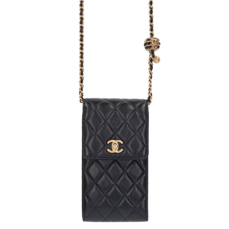 CHANEL G金具マトラッセスマホショルダーバッグ